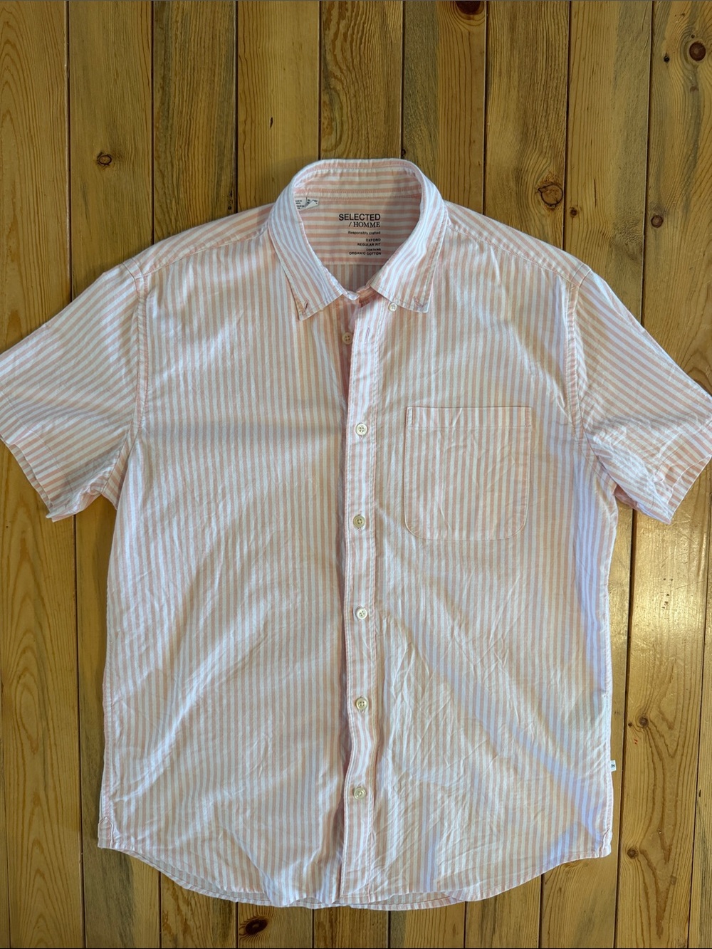Homme Pink Stripe Short Sleeve Shirt